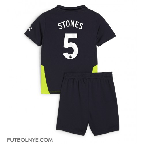 Camiseta Manchester City John Stones #5 Visitante Equipación para niños 2024-25 manga corta (+ pantalones cortos)